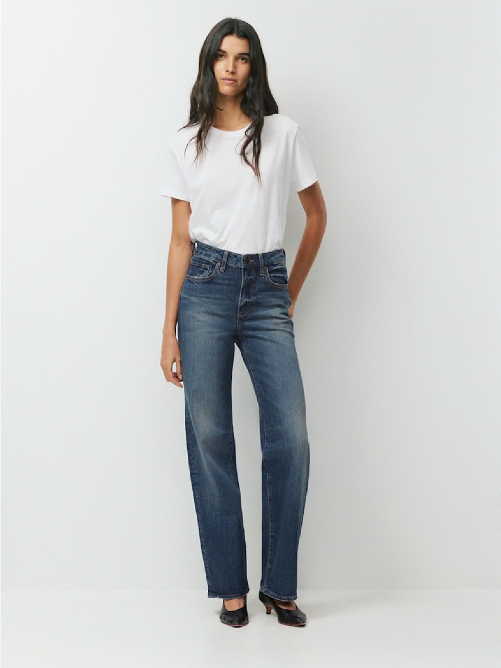 Aritzia Denim Forum Remy Hi-Rise Wide Jean-Vintage dark blue-Size 27